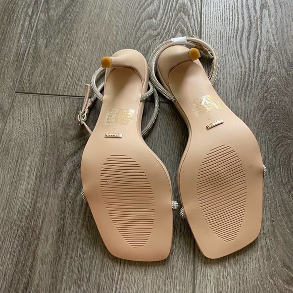 billini starlette glam nude crystal thin strappy tubular high heels size 7 new - Picture 6 of 10